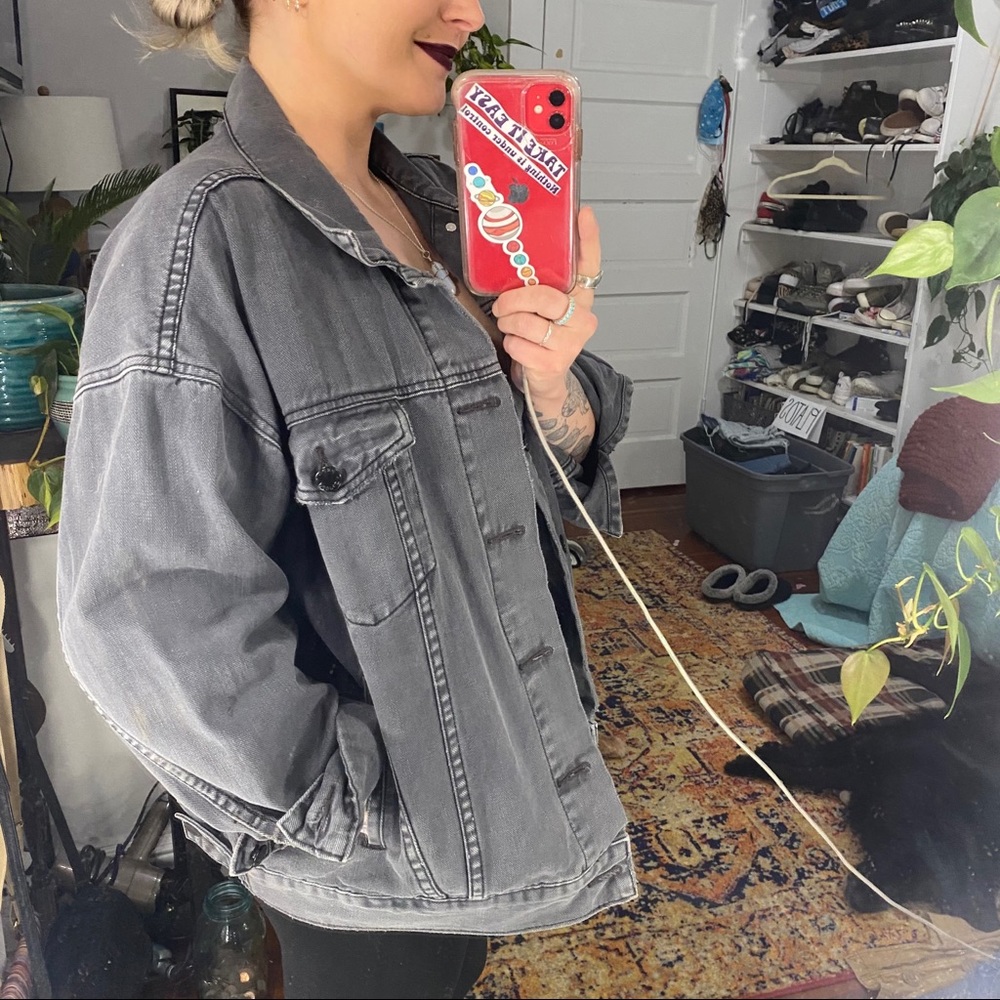 FREE PEOPLE oversized black jean jacket